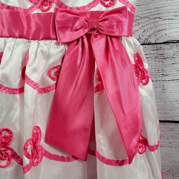 Jona Michelle Girl's Dress w/ Pink Accents and Bow Size 7 - Picture 3 of 11